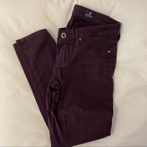 AG Supper Skinny Legging Jean in Maroon